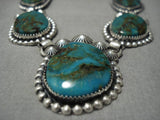 Important Jeanette Dale Sterling Silver Native American Navajo Royston Turquoise Necklace-Nativo Arts
