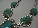 Important Jeanette Dale Sterling Silver Native American Navajo Royston Turquoise Necklace-Nativo Arts