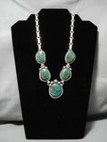 Important Jeanette Dale Sterling Silver Native American Navajo Royston Turquoise Necklace-Nativo Arts
