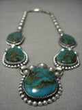 Important Jeanette Dale Sterling Silver Native American Navajo Royston Turquoise Necklace-Nativo Arts