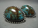 Important Jeanette Dale Sterling Silver Native American Navajo Turquoise Earrings-Nativo Arts