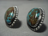 Important Jeanette Dale Sterling Silver Native American Navajo Turquoise Earrings-Nativo Arts