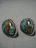 Important Jeanette Dale Sterling Silver Native American Navajo Turquoise Earrings-Nativo Arts