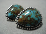 Important Jeanette Dale Sterling Silver Native American Navajo Turquoise Earrings-Nativo Arts