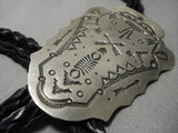 Important Jeanette Dale Sterling Silver Navajo Native American Bolo Tie-Nativo Arts