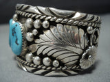 Important Jimmy Yazzie Turquoise Sterling Silver Native American Jewelry Cuff Bracelet-Nativo Arts