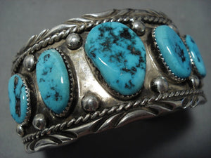 Important Jimmy Yazzie Turquoise Sterling Silver Native American Jewelry Cuff Bracelet-Nativo Arts