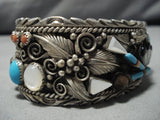 Important John Mike Vintage Native American Navajo Turquoise Sterling Silver Bracelet Old Cuff-Nativo Arts