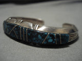 Important Lander Blue Turquoise Vintage Native American Navajo Sterling Silver Bracelet Old-Nativo Arts