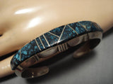 Important Lander Blue Turquoise Vintage Native American Navajo Sterling Silver Bracelet Old-Nativo Arts
