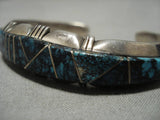 Important Lander Blue Turquoise Vintage Native American Navajo Sterling Silver Bracelet Old-Nativo Arts