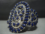 Important!! Larry Moses Begay Vintage Native American Jewelry Navajo Sterling Silver Lapis Bracelet Old-Nativo Arts