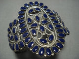 Important!! Larry Moses Begay Vintage Native American Jewelry Navajo Sterling Silver Lapis Bracelet Old-Nativo Arts