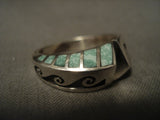 Important Lonn Parker 'Mirror Turquoise' Native American Jewelry Silver Geometgric Ring-Nativo Arts