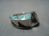 Important Lonn Parker Vintage Native American Jewelry Navajo Turquoise Sterling Silver Ring-Nativo Arts