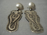 Important!! Lonn Parker Vintage Native American Navajo Sterling Silver Kachina Earrings Old-Nativo Arts