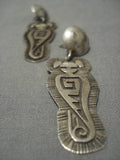 Important!! Lonn Parker Vintage Native American Navajo Sterling Silver Kachina Earrings Old-Nativo Arts