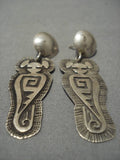 Important!! Lonn Parker Vintage Native American Navajo Sterling Silver Kachina Earrings Old-Nativo Arts