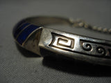 Important Lonn Parker Vintage Native American Navajo Sterling Silver Lapis Inlay Bracelet Old-Nativo Arts