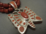 Important! Michael Perry Butterly Coral Sterling Native American Jewelry Silver Necklace-Nativo Arts