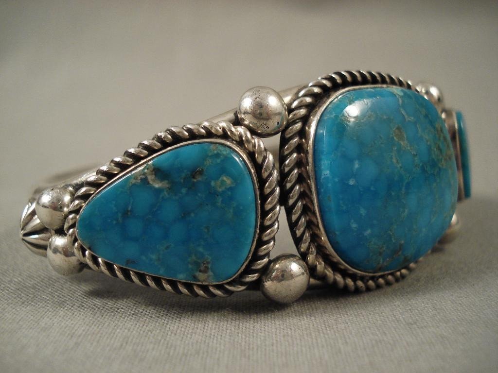 Important Modernistic Navajo Albert Lee Turquoise Native American Jewe Nativo Arts