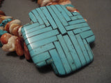 Important Modernistic Santo Domingo turquoise Cross Necklace Vtg-Nativo Arts