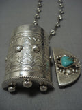 Important Native American Jewelry Navajo Ben Begaye Sterling Silver Turquoise Pillbox Necklace-Nativo Arts