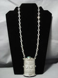 Important Native American Jewelry Navajo Ben Begaye Sterling Silver Turquoise Pillbox Necklace-Nativo Arts