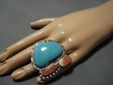 Important Native American Jewelry Navajo Sammy Whitegoat Sky Blue Turquoise Sterling Silver Ring-Nativo Arts