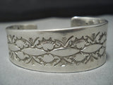 Important Native American Jewelry Taos Vitage 'Stampwork Expert' Sterling Silver Bracelet-Nativo Arts