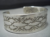 Important Native American Jewelry Taos Vitage 'Stampwork Expert' Sterling Silver Bracelet-Nativo Arts