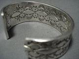 Important Native American Jewelry Taos Vitage 'Stampwork Expert' Sterling Silver Bracelet-Nativo Arts