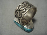 Important Native American Navajo Aaron Toadlena Pete Dinah Turquoise Heand Sterling Silver Ring-Nativo Arts