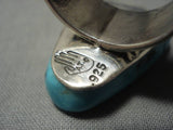 Important Native American Navajo Aaron Toadlena Pete Dinah Turquoise Heand Sterling Silver Ring-Nativo Arts