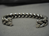 Important Native American Navajo Jeanette Dale Thick Sterling Silver Woven Bracelet-Nativo Arts