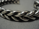 Important Native American Navajo Jeanette Dale Thick Sterling Silver Woven Bracelet-Nativo Arts