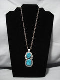 Important Native American Navajo Jeanette Dale Turquoise Sterling Silver Native Necklace-Nativo Arts