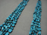 Important Native American Navajo Roe Yazzie Sterling Silver Squared Turquoise Heishi Necklace-Nativo Arts
