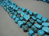 Important Native American Navajo Roe Yazzie Sterling Silver Squared Turquoise Heishi Necklace-Nativo Arts