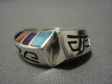 Important Native American Navajo Turquoise Inlay Sterling Silver Lonn Parker Ring-Nativo Arts