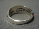 Important Native American Navajo Turquoise Inlay Sterling Silver Lonn Parker Ring-Nativo Arts