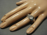 Important Native American Navajo Turquoise Inlay Sterling Silver Lonn Parker Ring-Nativo Arts