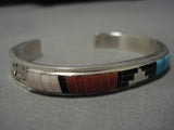 Important Native American Zuni Don Dewa Turquoise Coral Sterling Silver Bracelet-Nativo Arts