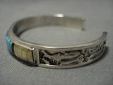 Important Native American Zuni Don Dewa Turquoise Coral Sterling Silver Bracelet-Nativo Arts