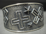 Important Navajo Aaron Anderson Cross Star Native American Jewelry Silver Bracelet-Nativo Arts