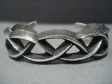 Important Navajo Aaron Anderson Sterling Native American Jewelry Silver Bracelet-Nativo Arts