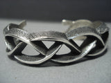 Important Navajo Aaron Anderson Sterling Native American Jewelry Silver Bracelet-Nativo Arts