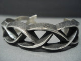 Important Navajo Aaron Anderson Sterling Native American Jewelry Silver Bracelet-Nativo Arts
