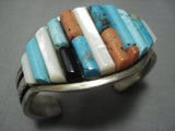 Important Navajo Charles Loloma Style Turquoise Sterling Native American Jewelry Silver Bracelet-Nativo Arts