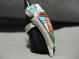 Important Navajo David Tune 'Kachina Maiden' Turquoise Coral Native American Jewelry Silver Ring-Nativo Arts